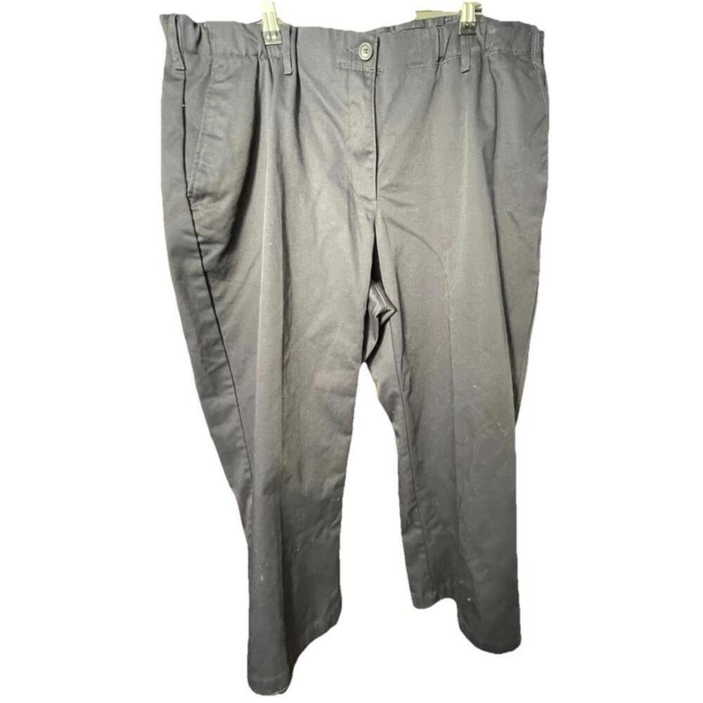 Lands End Plus Size 20W Stretch Flat Front Ankle Pants Blue Casual Button Zip